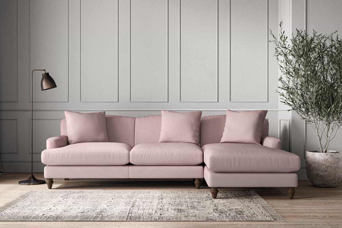 Deni Large Right Hand Chaise Sofa - Recycled Cotton Lavender-MAKE TO ORDER-Nkuku