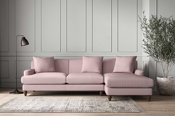 Deni Large Right Hand Chaise Sofa - Recycled Cotton Lavender