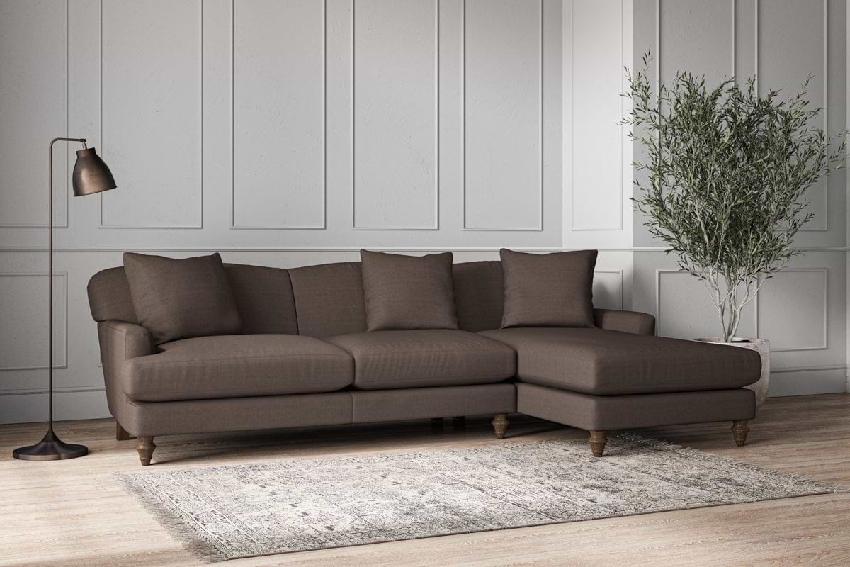 Deni Large Right Hand Chaise Sofa - Recycled Cotton Mocha
