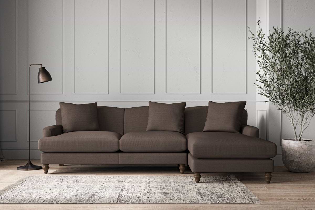Deni Large Right Hand Chaise Sofa - Recycled Cotton Mocha-MAKE TO ORDER-Nkuku
