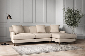 Deni Large Right Hand Chaise Sofa - Recycled Cotton Natural