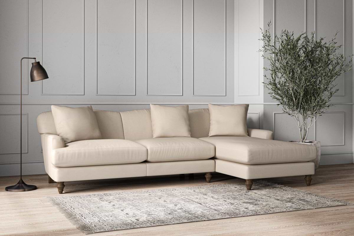 Deni Large Right Hand Chaise Sofa - Recycled Cotton Natural