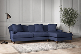 Deni Large Right Hand Chaise Sofa - Recycled Cotton Navy