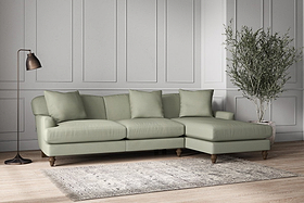 Deni Large Right Hand Chaise Sofa - Recycled Cotton Seaspray