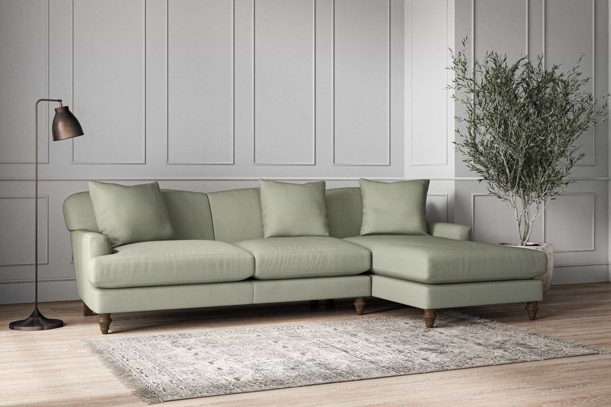 Deni Large Right Hand Chaise Sofa - Recycled Cotton Seaspray