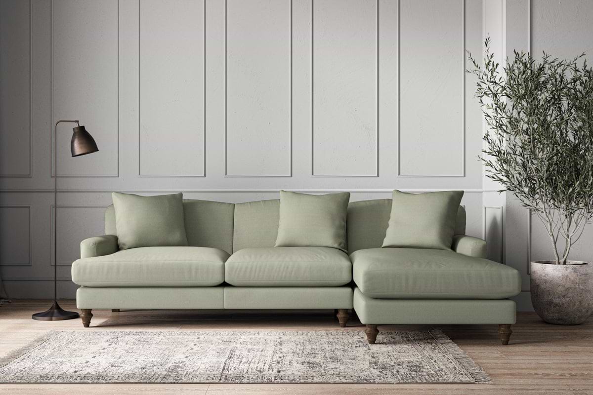 Deni Large Right Hand Chaise Sofa - Recycled Cotton Seaspray-MAKE TO ORDER-Nkuku