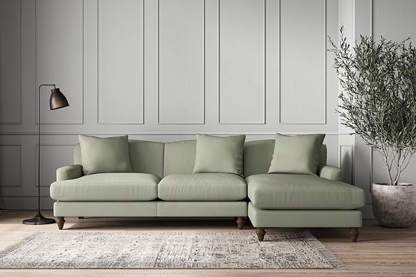 Deni Large Right Hand Chaise Sofa - Recycled Cotton Seaspray
