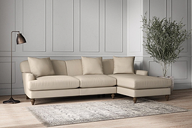 Deni Large Right Hand Chaise Sofa - Recycled Cotton Stone