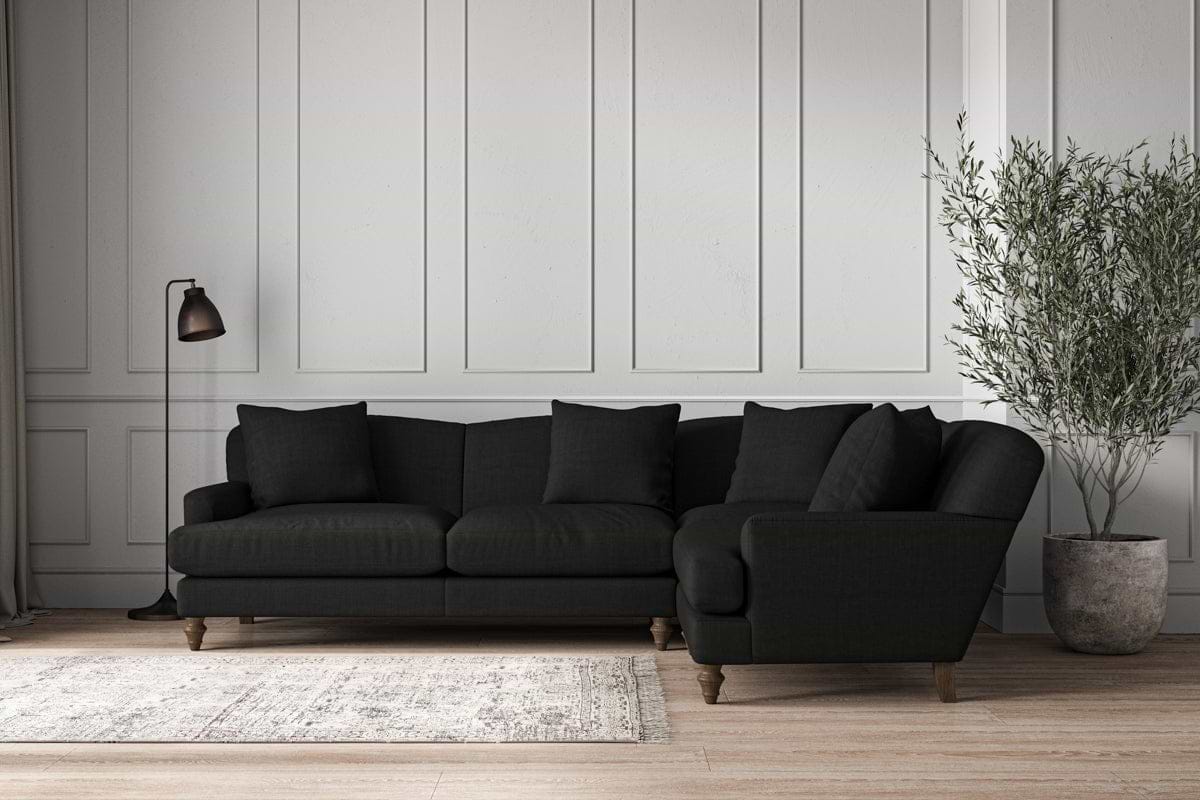 Deni Large Right Hand Corner Sofa - Brera Linen Charcoal-MAKE TO ORDER-Nkuku