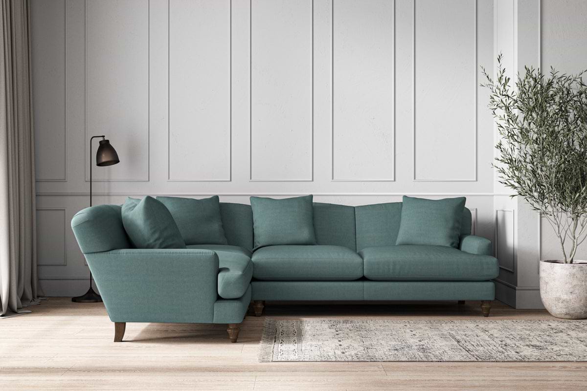 Deni Large Right Hand Corner Sofa - Recycled Cotton Airforce-MAKE TO ORDER-Nkuku