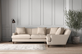 Deni Large Right Hand Corner Sofa - Recycled Cotton Natural-MAKE TO ORDER-Nkuku
