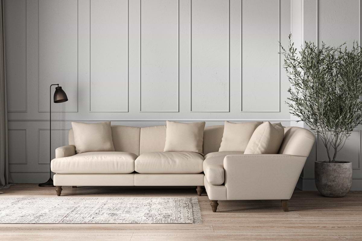 Deni Large Right Hand Corner Sofa - Recycled Cotton Natural-MAKE TO ORDER-Nkuku