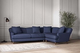 Deni Large Right Hand Corner Sofa - Recycled Cotton Navy-MAKE TO ORDER-Nkuku