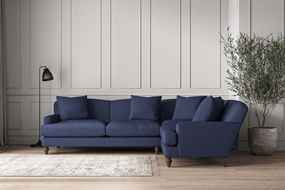 Deni Large Right Hand Corner Sofa - Recycled Cotton Navy-MAKE TO ORDER-Nkuku