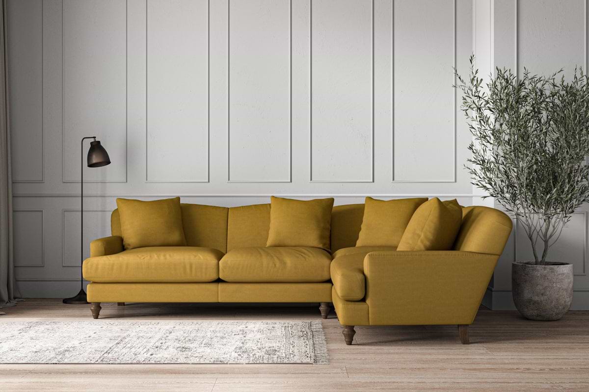 Deni Large Right Hand Corner Sofa - Recycled Cotton Ochre-MAKE TO ORDER-Nkuku