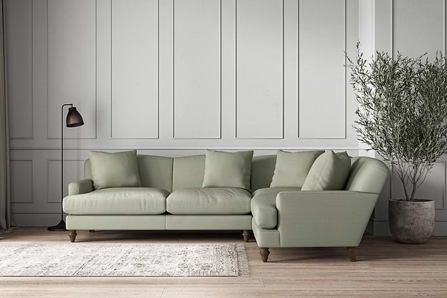 Deni Large Right Hand Corner Sofa - Recycled Cotton Seaspray-MAKE TO ORDER-Nkuku