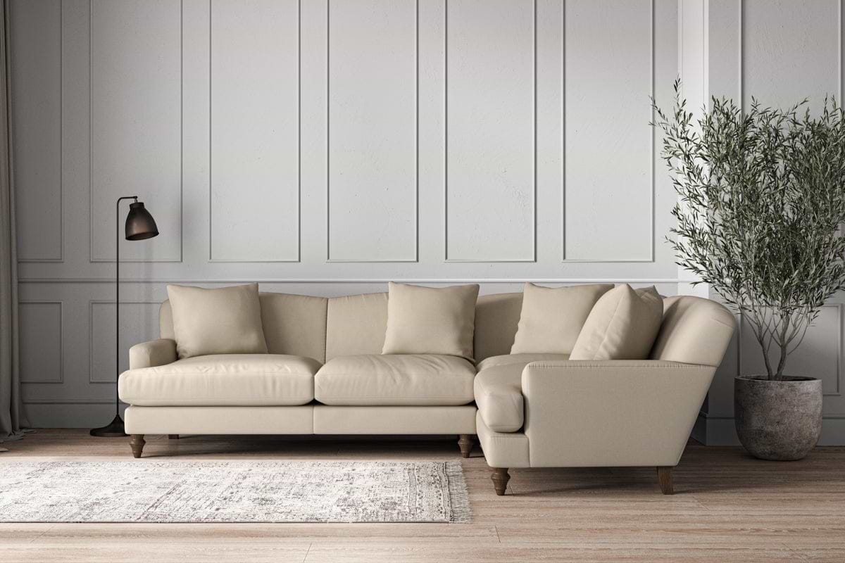 Deni Large Right Hand Corner Sofa - Recycled Cotton Stone-MAKE TO ORDER-Nkuku