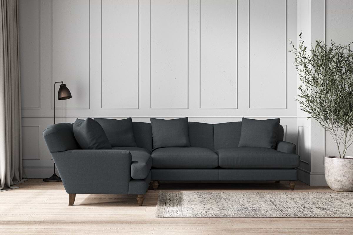 Deni Large Right Hand Corner Sofa - Recycled Cotton Thunder-MAKE TO ORDER-Nkuku