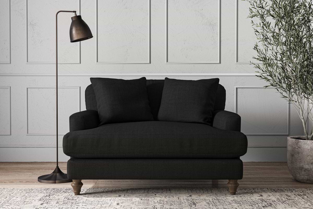 Deni Love Seat - Brera Linen Charcoal-MAKE TO ORDER-Nkuku