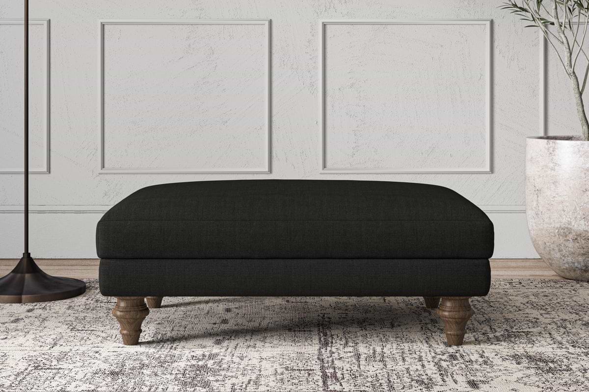 Deni Medium Footstool - Brera Linen Charcoal-MAKE TO ORDER-Nkuku