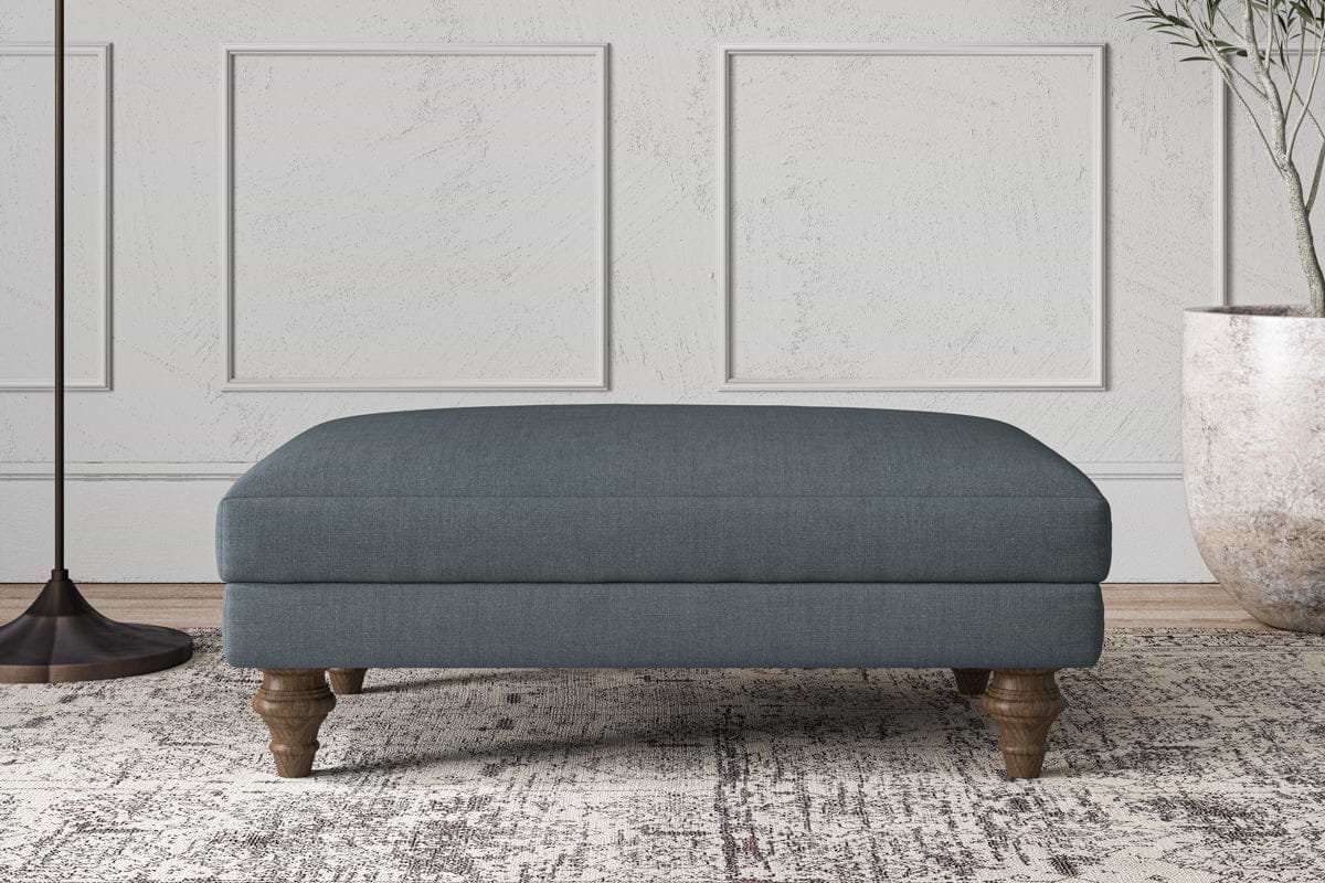 Deni Medium Footstool - Brera Linen Dusk-MAKE TO ORDER-Nkuku