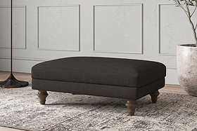Deni Medium Footstool - Brera Linen Espresso-MAKE TO ORDER-Nkuku