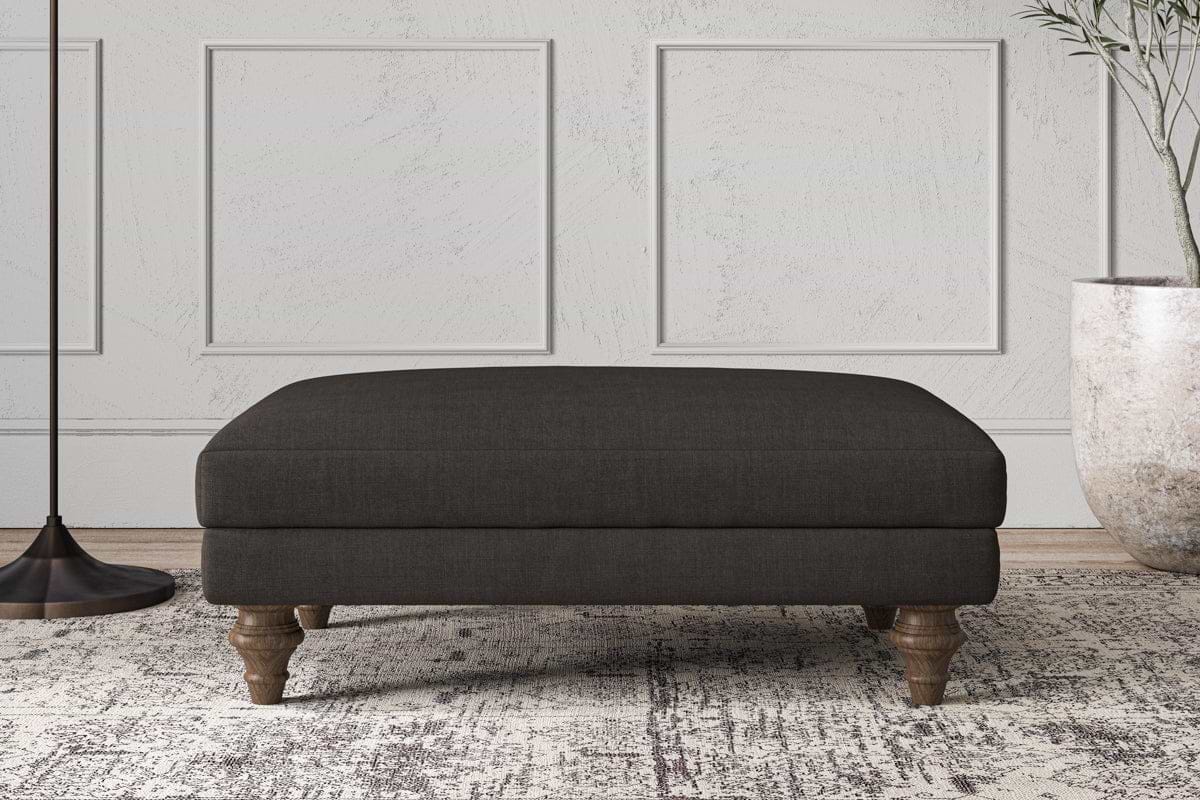 Deni Medium Footstool - Brera Linen Espresso-MAKE TO ORDER-Nkuku