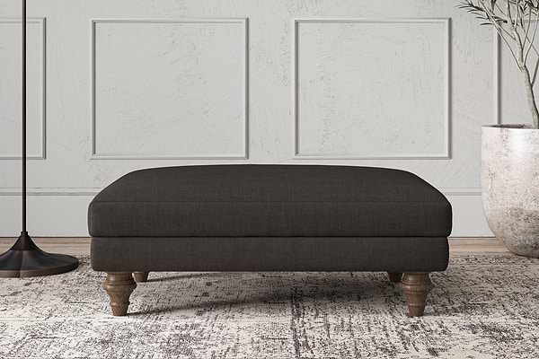 Deni Medium Footstool - Brera Linen Espresso-MAKE TO ORDER-Nkuku