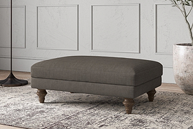 Deni Medium Footstool - Brera Linen Granite-MAKE TO ORDER-Nkuku