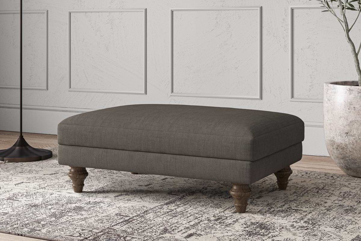 Deni Medium Footstool - Brera Linen Granite-MAKE TO ORDER-Nkuku