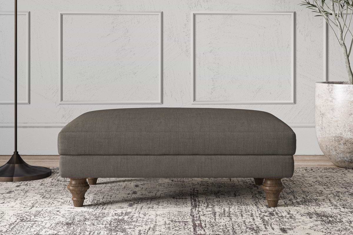 Deni Medium Footstool - Brera Linen Granite-MAKE TO ORDER-Nkuku
