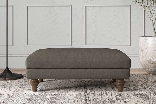 Deni Medium Footstool - Brera Linen Granite-MAKE TO ORDER-Nkuku