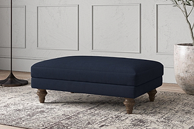 Deni Medium Footstool - Brera Linen Indigo