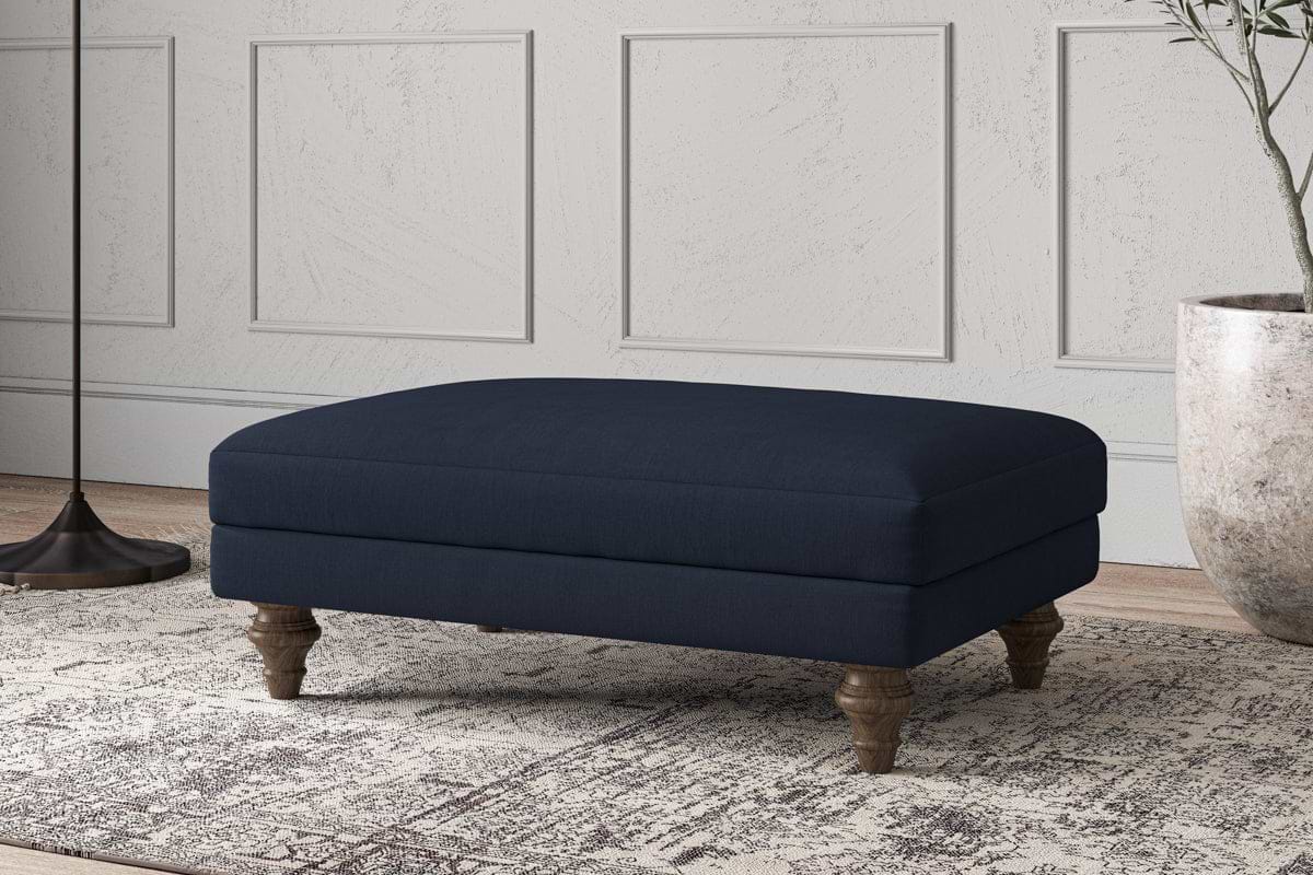 Deni Medium Footstool - Brera Linen Indigo