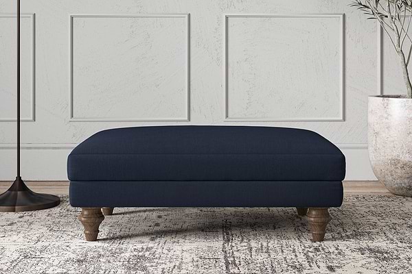 Deni Medium Footstool - Brera Linen Indigo