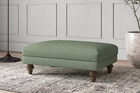 Deni Medium Footstool - Brera Linen Jade-MAKE TO ORDER-Nkuku