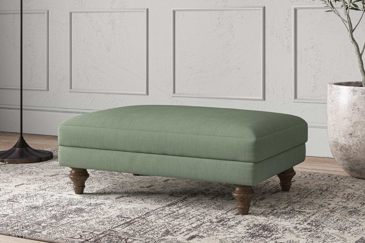 Deni Medium Footstool - Brera Linen Jade-MAKE TO ORDER-Nkuku