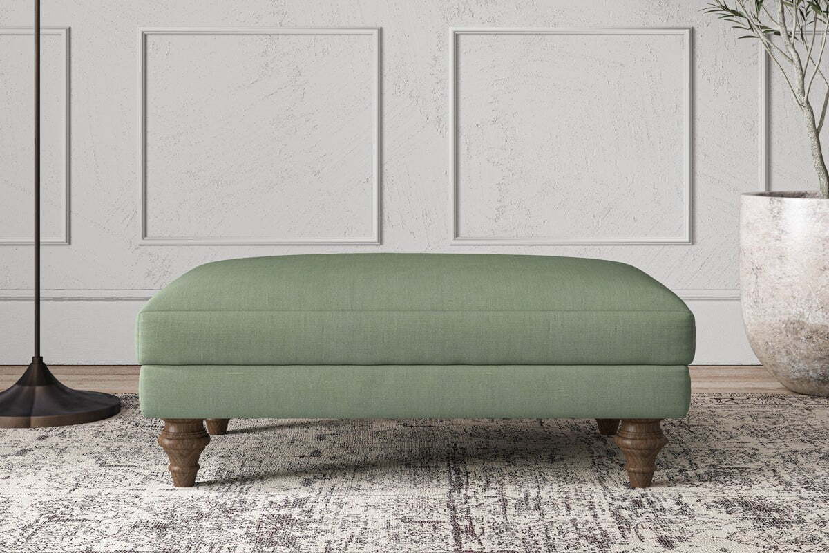 Deni Medium Footstool - Brera Linen Jade-MAKE TO ORDER-Nkuku