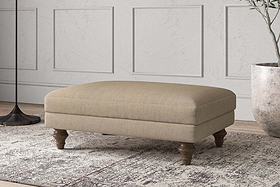 Deni Medium Footstool - Brera Linen Pebble-MAKE TO ORDER-Nkuku