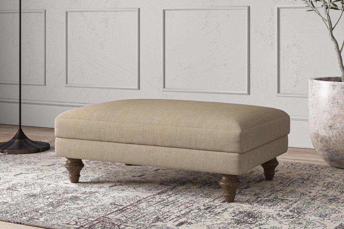Deni Medium Footstool - Brera Linen Pebble-MAKE TO ORDER-Nkuku