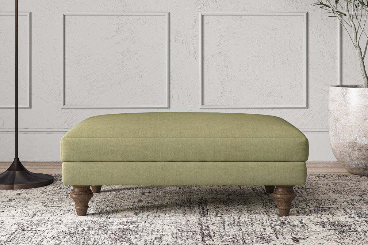 Deni Medium Footstool - Brera Linen Sage-MAKE TO ORDER-Nkuku