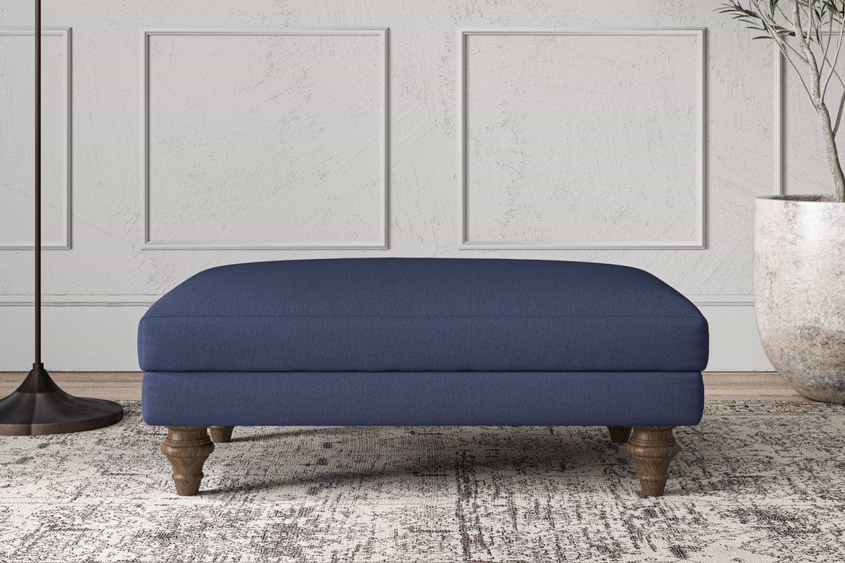 Deni Medium Footstool - Recycled Cotton Navy-MAKE TO ORDER-Nkuku