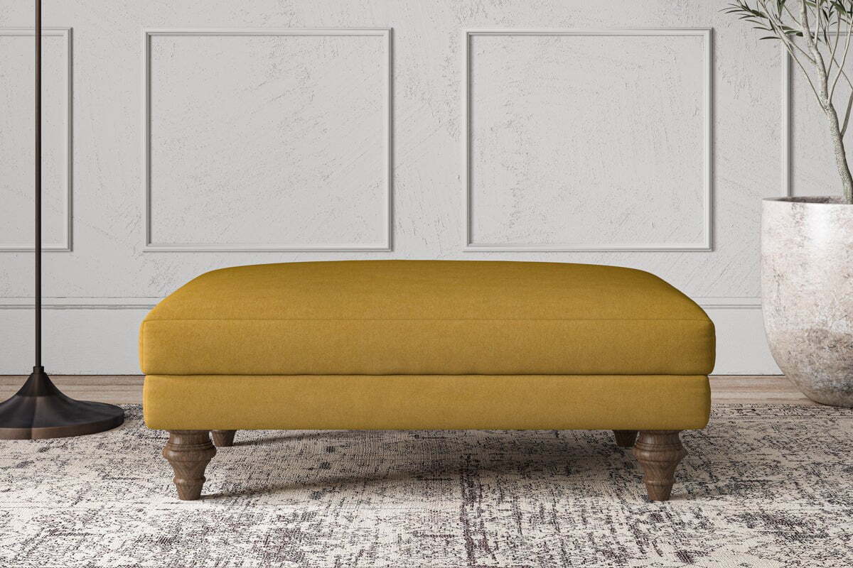 Deni Medium Footstool - Recycled Cotton Ochre-MAKE TO ORDER-Nkuku