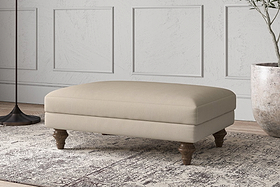 Deni Medium Footstool - Recycled Cotton Stone-MAKE TO ORDER-Nkuku