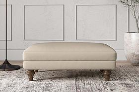 Deni Medium Footstool - Recycled Cotton Stone-MAKE TO ORDER-Nkuku