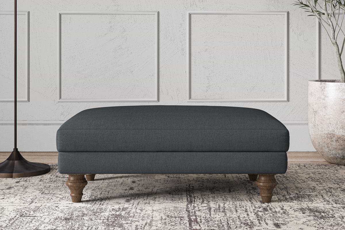 Deni Medium Footstool - Recycled Cotton Thunder-MAKE TO ORDER-Nkuku