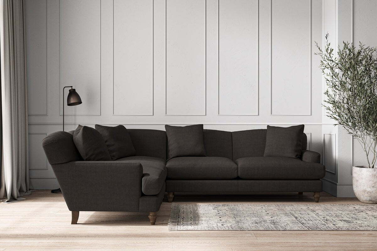 Deni Super Grand Left Hand Corner Sofa - Brera Linen Espresso-MAKE TO ORDER-Nkuku