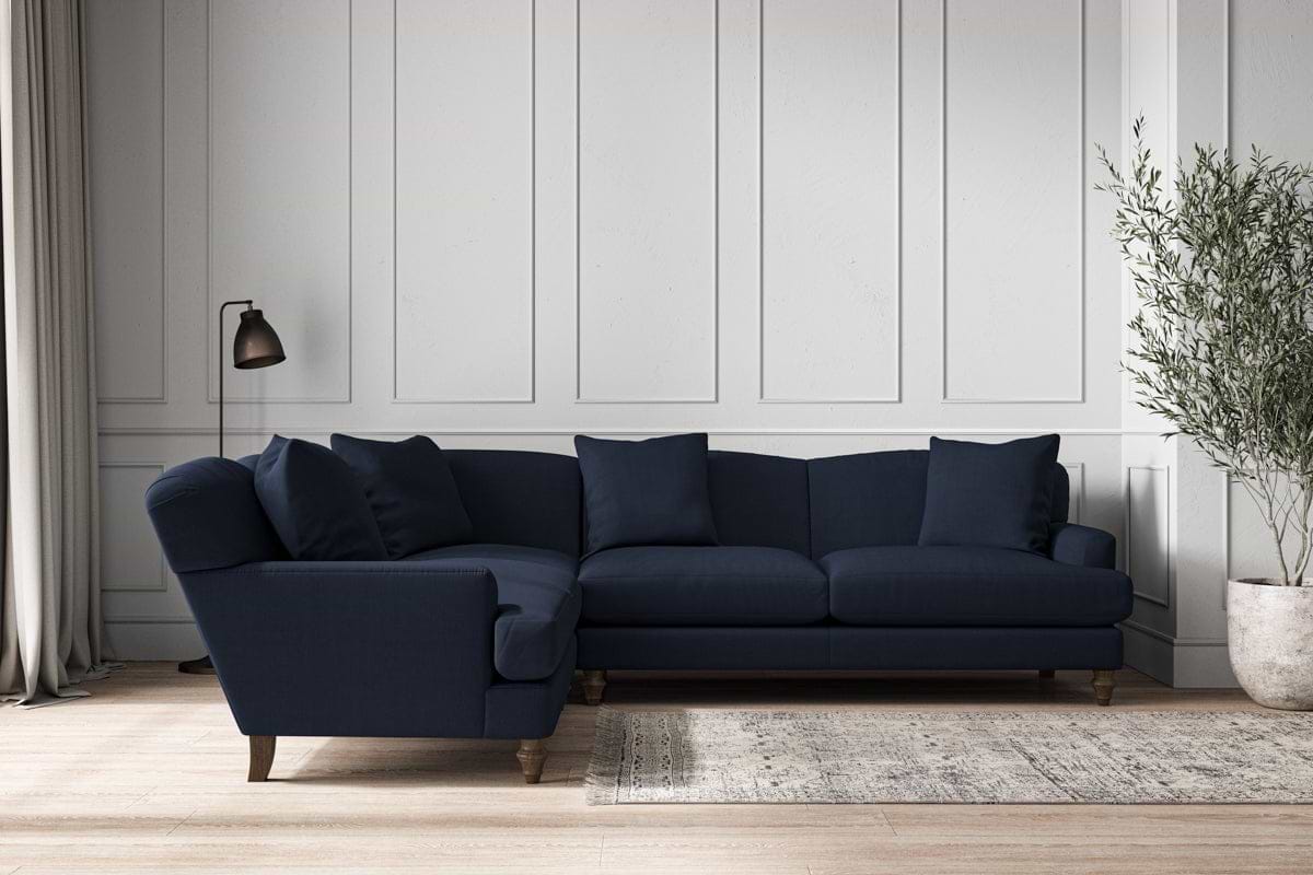 Deni Super Grand Left Hand Corner Sofa - Brera Linen Indigo-MAKE TO ORDER-Nkuku