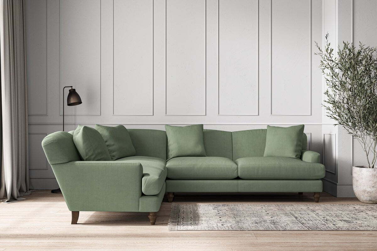 Deni Super Grand Left Hand Corner Sofa - Brera Linen Jade-MAKE TO ORDER-Nkuku