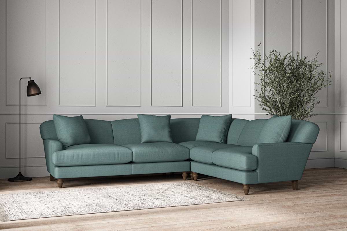 Deni Super Grand Left Hand Corner Sofa - Recycled Cotton Airforce-MAKE TO ORDER-Nkuku